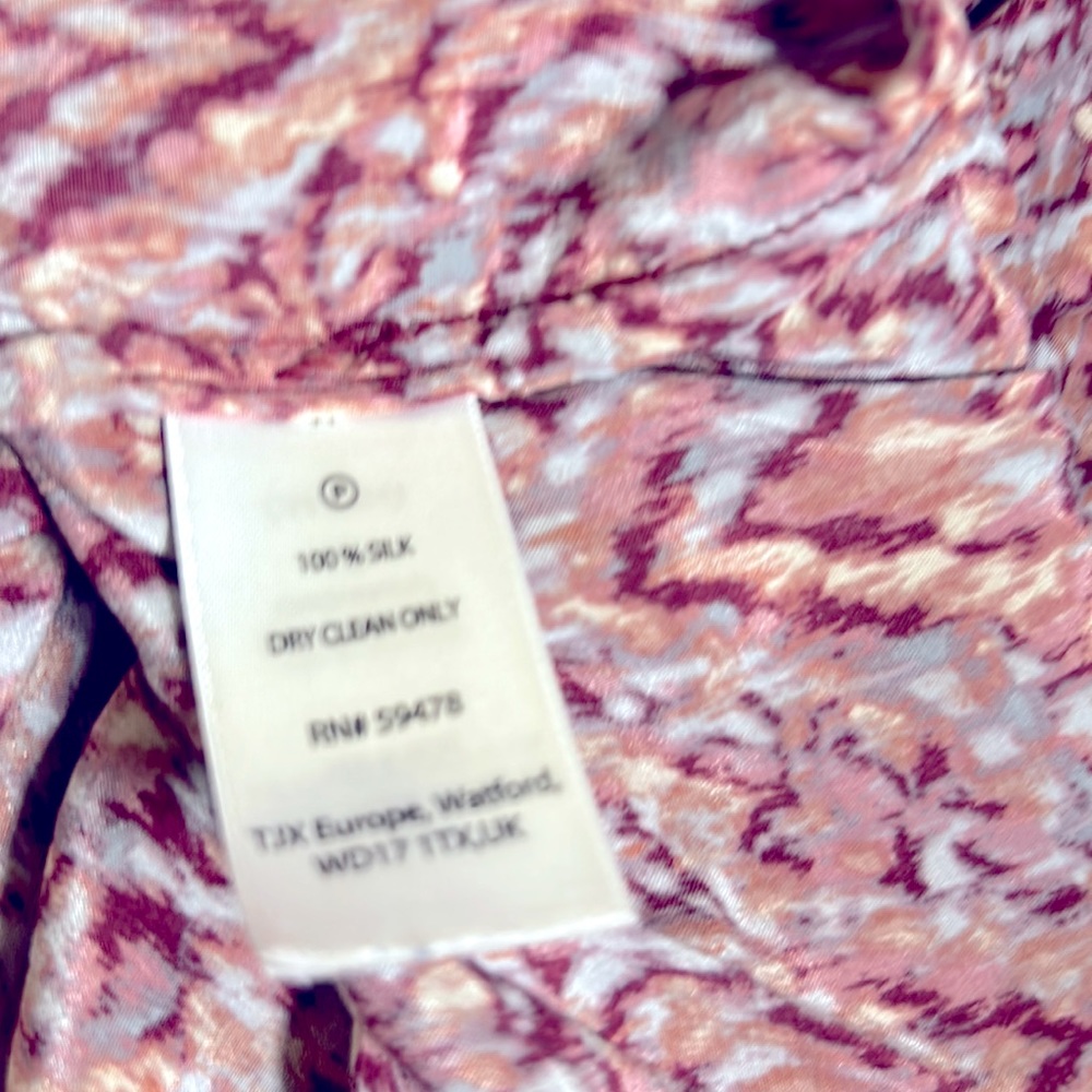 Max Studio long sleeve top size large pink blue silk light weight cottagecore - Picture 11 of 11